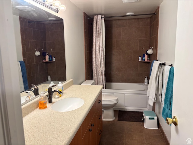 230 S 700 E, Orem, UT 84097 - bathroom with vanity, toilet, tile patterned flooring, and shower / bathtub combination with curtain