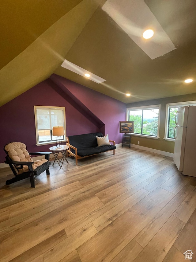 3599 E Oakview Dr, Millcreek, UT 84124 - living area featuring vaulted ceiling, hardwood / wood-style floors, and recessed lighting
