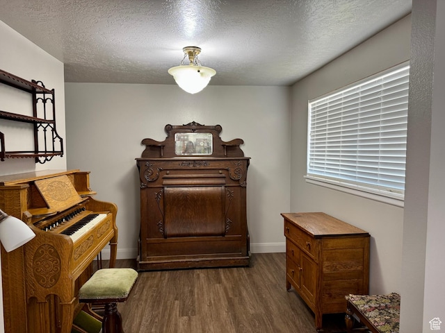160 W 100 S, Fillmore, UT 84631 - living area with dark wood-style floors, a textured ceiling, and baseboards