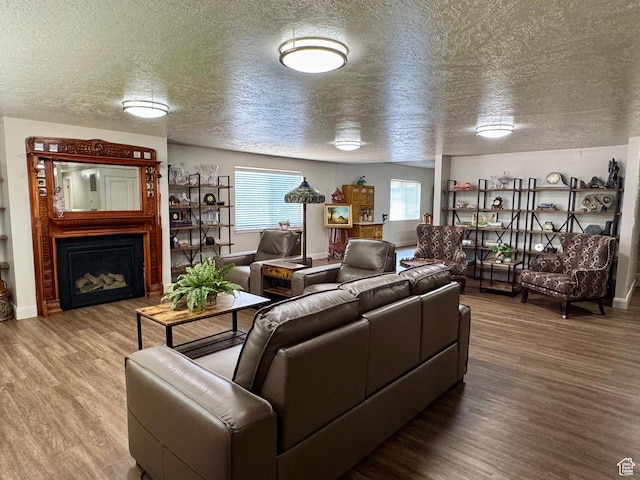 160 W 100 S, Fillmore, UT 84631 - living room with a textured ceiling, a fireplace, and wood finished floors