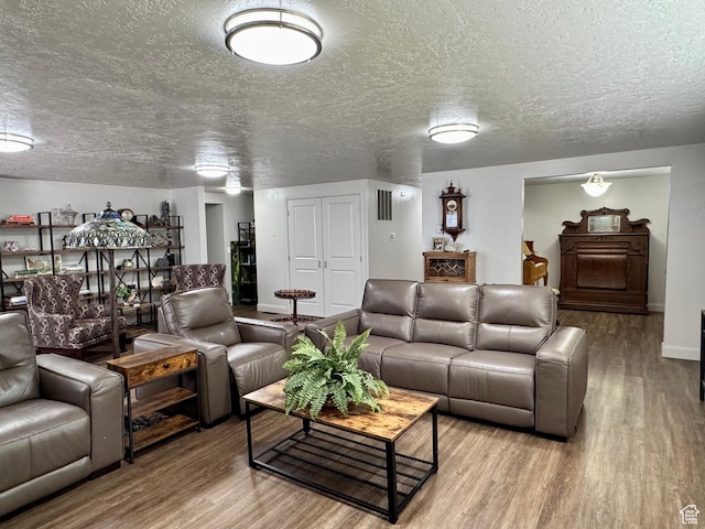 160 W 100 S, Fillmore, UT 84631 - living area with wood finished floors, a textured ceiling, and baseboards