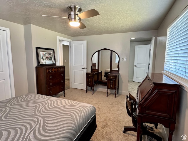 160 W 100 S, Fillmore, UT 84631 - bedroom with light colored carpet, a textured ceiling, ceiling fan, and baseboards