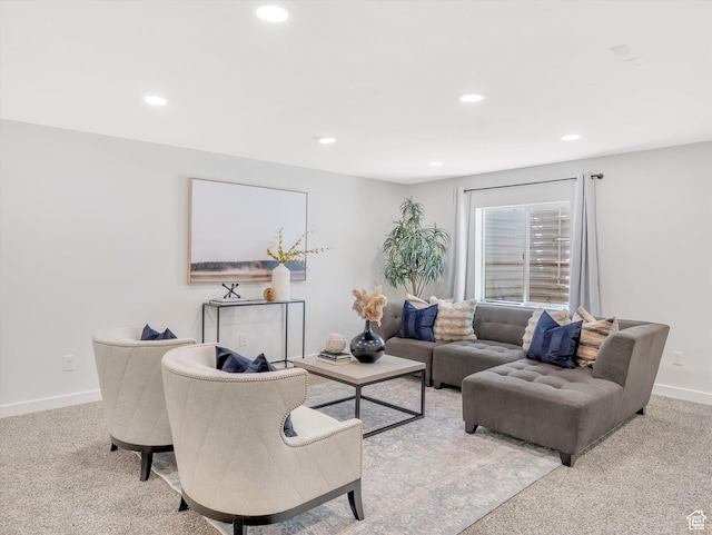 2286 E Deer Park Ln, Draper, UT 84020 - living area featuring recessed lighting, light colored carpet, and baseboards