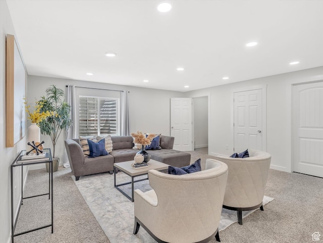 2286 E Deer Park Ln, Draper, UT 84020 - living room with light colored carpet, recessed lighting, and baseboards