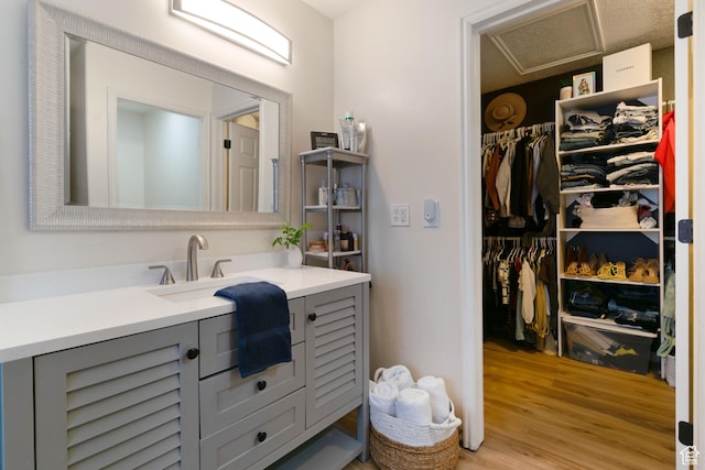 1559 W Alsace Way, West Valley City, UT 84119 - bathroom featuring vanity, wood finished floors, and a spacious closet