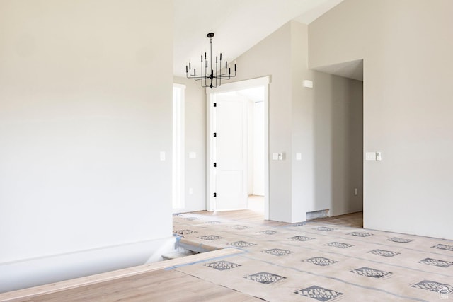 1928 E 540 S, Heber City, UT 84032 - unfurnished dining area featuring a chandelier and vaulted ceiling