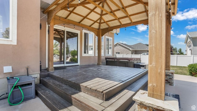 9677 S Iron Gate Rd, South Jordan, UT 84095 - wooden terrace featuring a hot tub and a gazebo