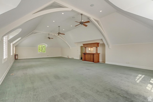 4234 N Vintage Cir, Provo, UT 84604 - bonus room with lofted ceiling, ceiling fan, recessed lighting, light carpet, and baseboards