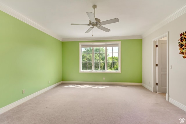 4234 N Vintage Cir, Provo, UT 84604 - unfurnished room with light colored carpet, ornamental molding, baseboards, and a ceiling fan