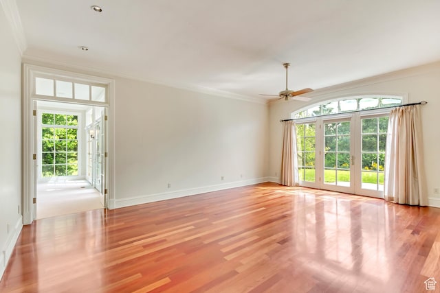 4234 N Vintage Cir, Provo, UT 84604 - empty room with plenty of natural light, ceiling fan, light wood finished floors, and crown molding