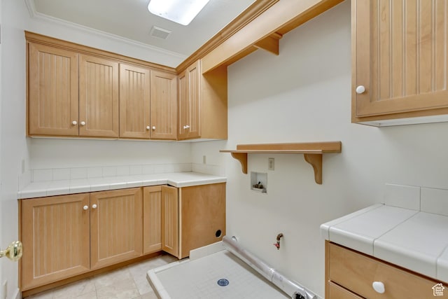 4234 N Vintage Cir, Provo, UT 84604 - laundry area with hookup for a gas dryer, washer hookup, cabinet space, and crown molding