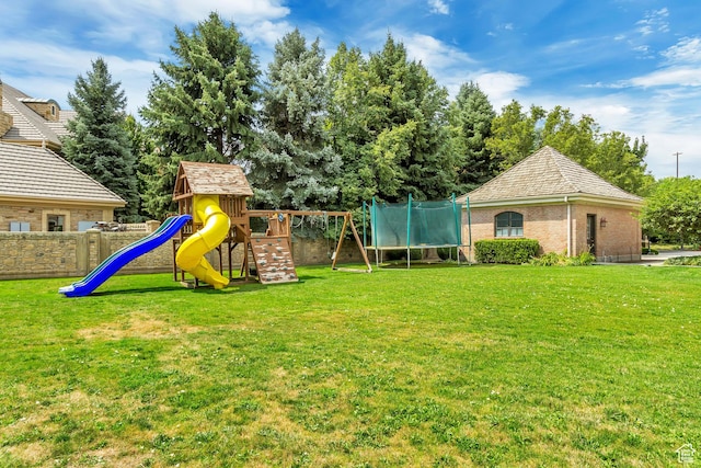 4234 N Vintage Cir, Provo, UT 84604 - view of yard with a playground and a trampoline