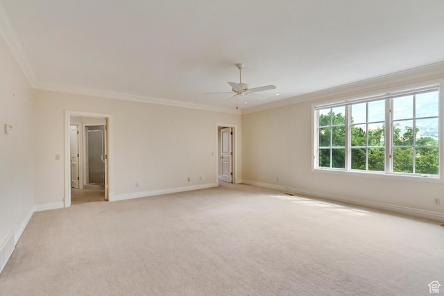 4234 N Vintage Cir, Provo, UT 84604 - empty room with crown molding, light colored carpet, ceiling fan, and baseboards