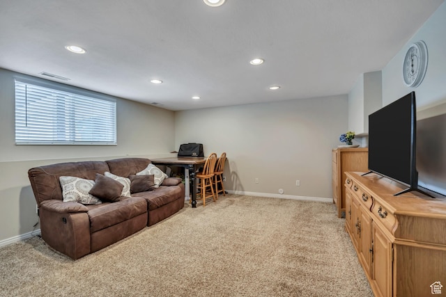 4060 W 4950 S, Roy, UT 84067 - living room featuring light carpet, recessed lighting, and baseboards