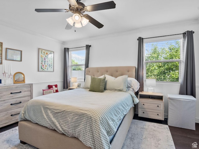 518 S 2150 W Unit 202, Pleasant Grove, UT 84062 - bedroom with ornamental molding, wood finished floors, and a ceiling fan