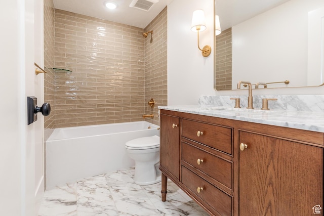 435 E 200 N, Millville, UT 84326 - full bathroom with vanity, marble finish floors, toilet, and  shower combination