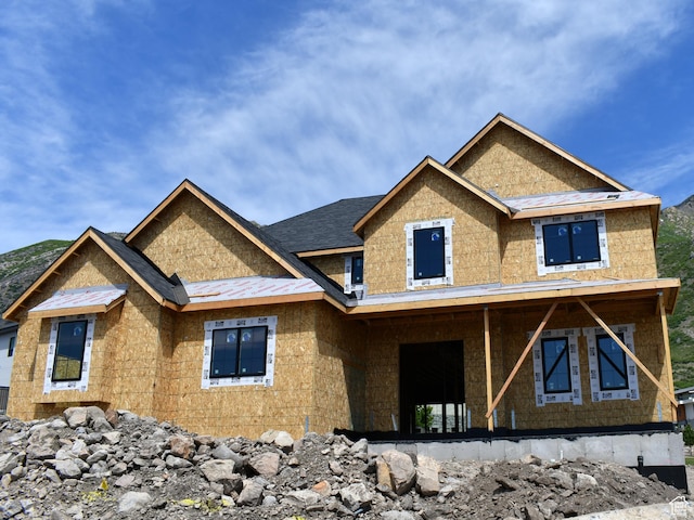 13104 N Prospector Way, Alpine, UT 84004 - property in mid-construction with a standing seam roof, metal roof, and a porch