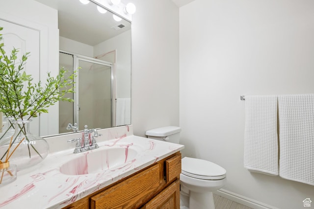 960 N E View Dr, Alpine, UT 84004 - bathroom with vanity, toilet, and a shower with shower door