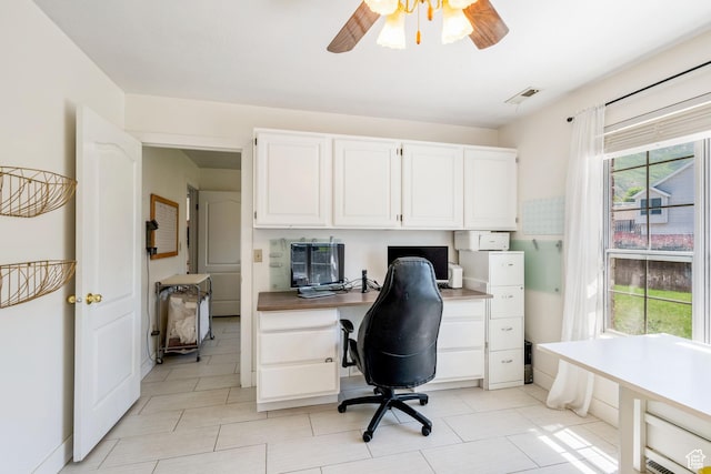 960 N E View Dr, Alpine, UT 84004 - office with ceiling fan and built in study area