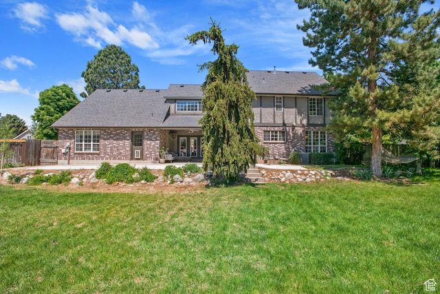 960 N E View Dr, Alpine, UT 84004 - back of house featuring french doors, a patio, and brick siding