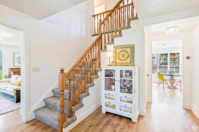 960 N E View Dr, Alpine, UT 84004 - stairway featuring wood finished floors and baseboards