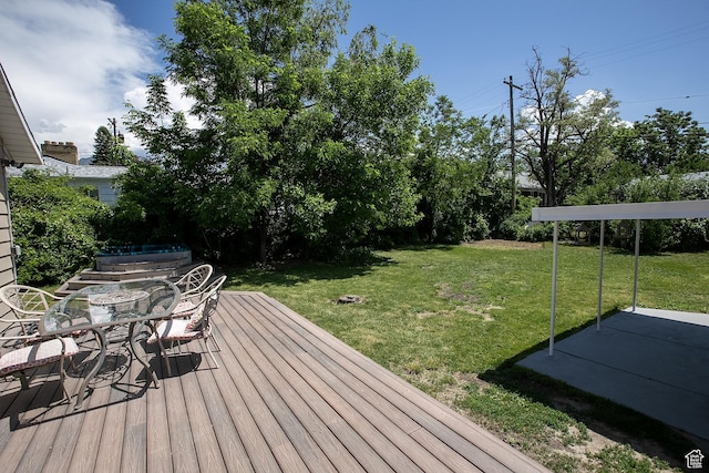 1438 E Woodland Ave S, Millcreek, UT 84106 - deck featuring a lawn and outdoor dining area