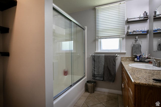 1438 E Woodland Ave S, Millcreek, UT 84106 - full bath with tile patterned floors, vanity, and enclosed tub / shower combo