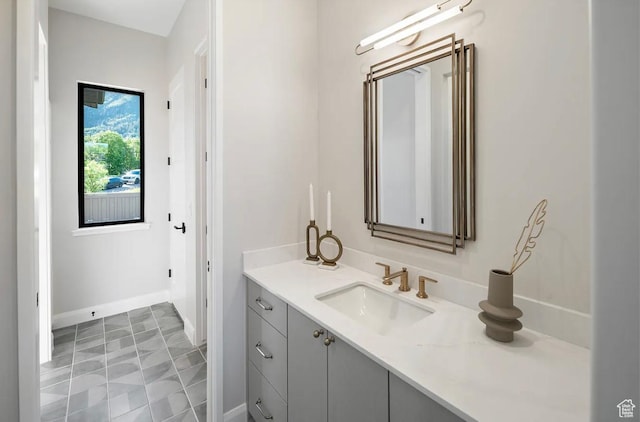 1040 S Summit Creek Dr, Woodland Hills, UT 84653 - bathroom with vanity and baseboards