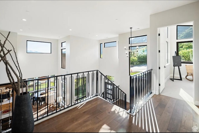 1040 S Summit Creek Dr, Woodland Hills, UT 84653 - stairway featuring wood-type flooring, plenty of natural light, recessed lighting, and baseboards