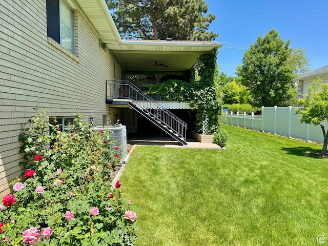 6209 W 9600 N, Highland, UT 84003 - view of yard with stairs and central air condition unit