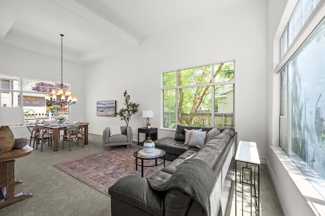 2607 E Cruise Bay Ct Unit 406, Cottonwood Heights, UT 84121 - carpeted living room with plenty of natural light and a chandelier