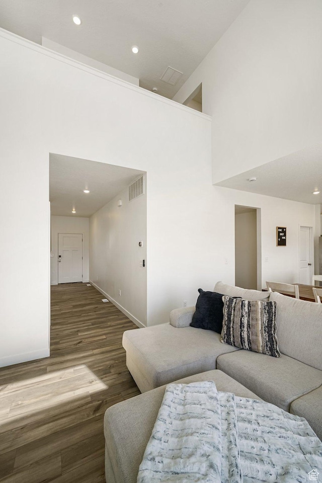 3493 N Sparrow Ln, Eagle Mountain, UT 84005 - living area featuring wood finished floors and recessed lighting