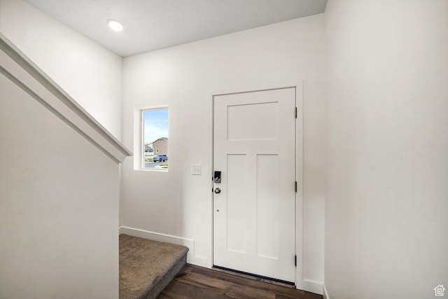 3493 N Sparrow Ln, Eagle Mountain, UT 84005 - foyer entrance with dark wood-style floors and baseboards