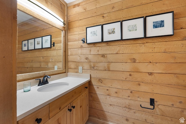 3057 E Balsam Rd, Sundance, UT 84604 - bathroom with wood walls and vanity
