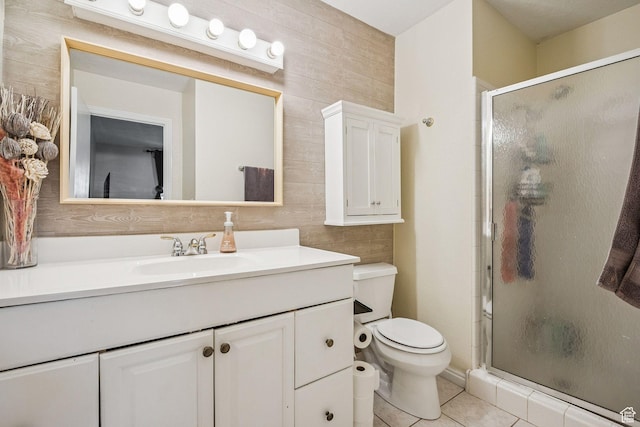 8962 S Altair Dr, Sandy, UT 84093 - full bathroom with a stall shower, toilet, vanity, and tile patterned floors