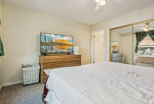 8962 S Altair Dr, Sandy, UT 84093 - bedroom featuring baseboards, carpet floors, a closet, and a ceiling fan