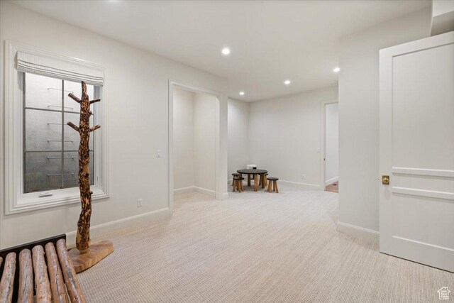 478 S Maple Lakes Dr, Mapleton, UT 84664 - basement with baseboards, light colored carpet, and recessed lighting