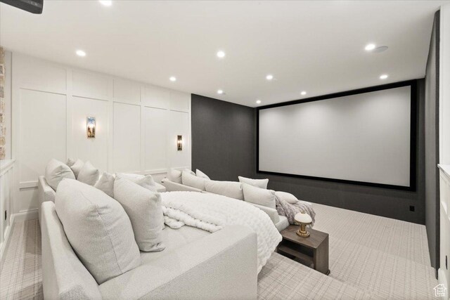 478 S Maple Lakes Dr, Mapleton, UT 84664 - carpeted cinema featuring a decorative wall and recessed lighting