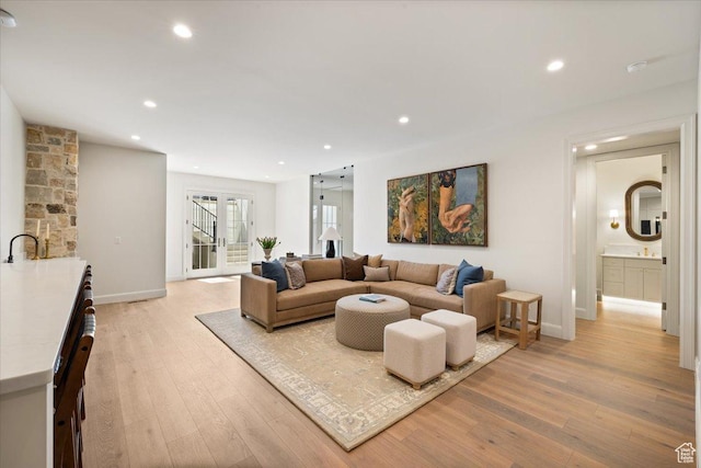 478 S Maple Lakes Dr, Mapleton, UT 84664 - living room featuring light wood-type flooring, recessed lighting, and baseboards