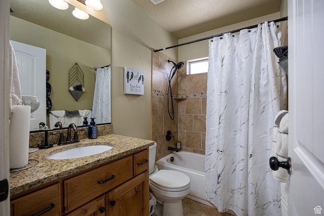 4962 S 5050 W, Hooper, UT 84315 - full bathroom featuring vanity, shower / bath combo, toilet, and tile patterned flooring