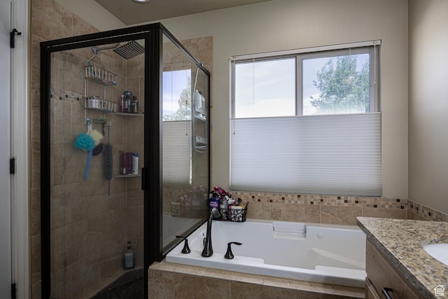 4962 S 5050 W, Hooper, UT 84315 - full bathroom featuring a bath, a stall shower, and vanity