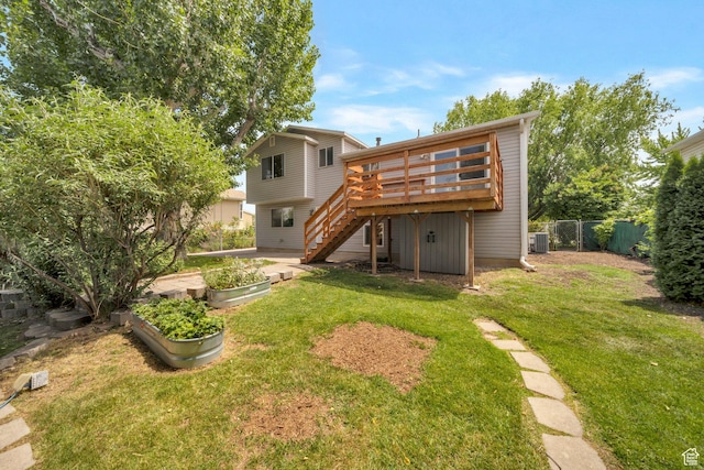 4213 S 2850 W, Roy, UT 84067 - rear view of property with stairway, a wooden deck, and cooling unit