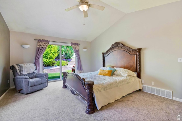 1092 S 470 E, Providence, UT 84332 - bedroom with carpet floors, lofted ceiling, access to outside, ceiling fan, and baseboards