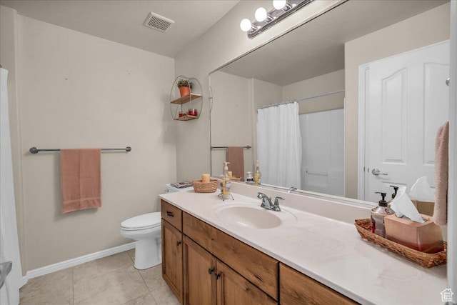 4034 Fortune Way, Washington, UT 84780 - full bathroom with vanity, toilet, baseboards, a shower with curtain, and tile patterned flooring