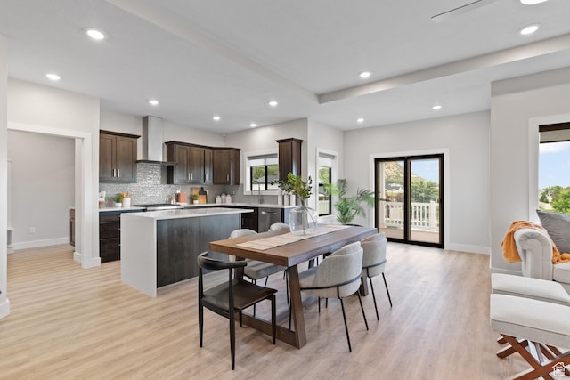 915 E 2100 N, North Ogden, UT 84414 - dining room featuring recessed lighting, light wood-style flooring, and baseboards