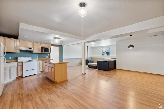 6530 Snow View Dr, Park City, UT 84098 - kitchen featuring white appliances, light brown cabinets, and light wood-style floors