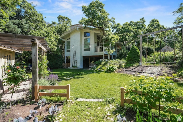 153 W 4350 N, Pleasant View, UT 84414 - view of grassy yard with a pergola and stairs