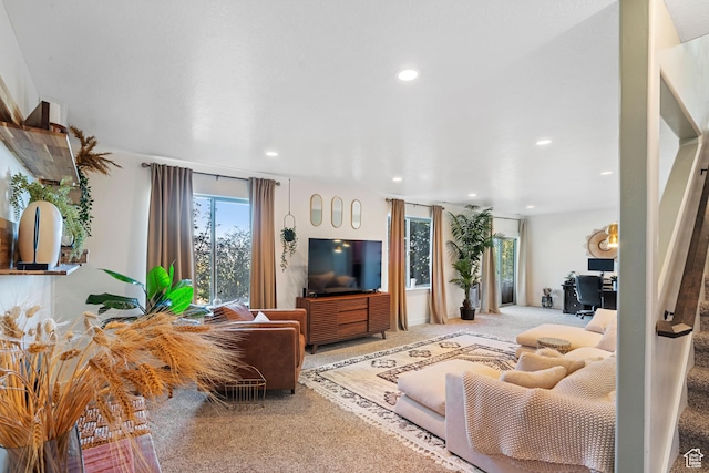 3547 E Jacobs Way, Eagle Mountain, UT 84005 - living area with carpet floors and recessed lighting