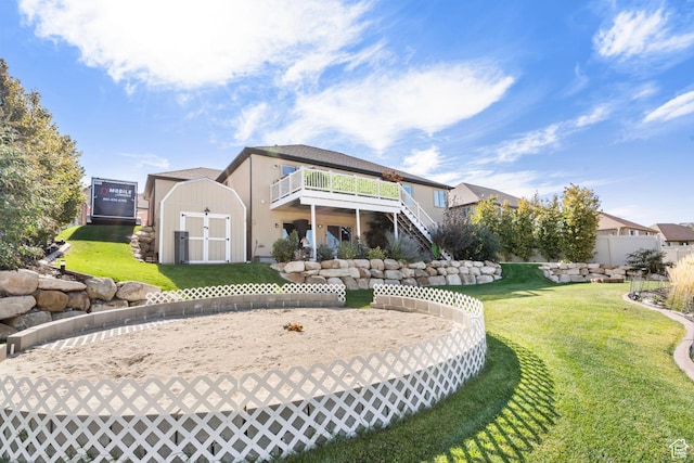 3547 E Jacobs Way, Eagle Mountain, UT 84005 - back of house featuring stairs, a deck, and stucco siding