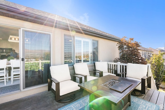 3547 E Jacobs Way, Eagle Mountain, UT 84005 - wooden deck featuring a fire pit
